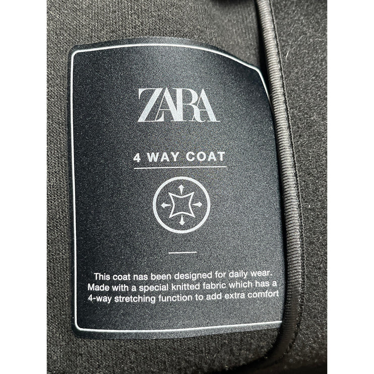 Zara Women's Black Long Sleeve Collared Longline 4 Way Trench Coat Jacket Size M