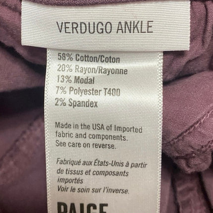 Paige Verdugo Ankle Women's Purple Low Rise Skinny Trousers Denim Jeans Size 25