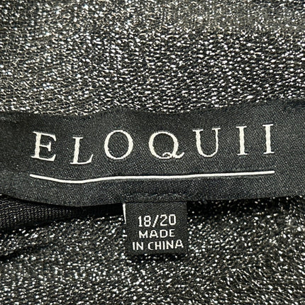 Eloquii Gray Metallic Long Sleeve Button Shoulder Mock Neck Crop Sweater Top 2XL