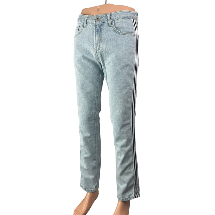 Triple J Men's Light Wash Blue Mid Rise Slim Fit Straight Denim Jeans Pants Sz S