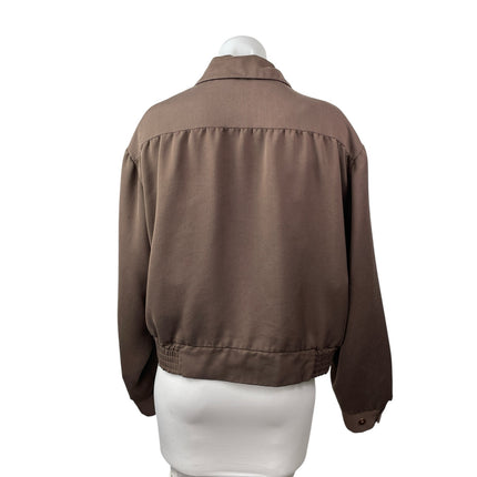 Fieldmaster Women's Brown Collared Long Sleeve Full Zip Bomber Coat Jacket S/M