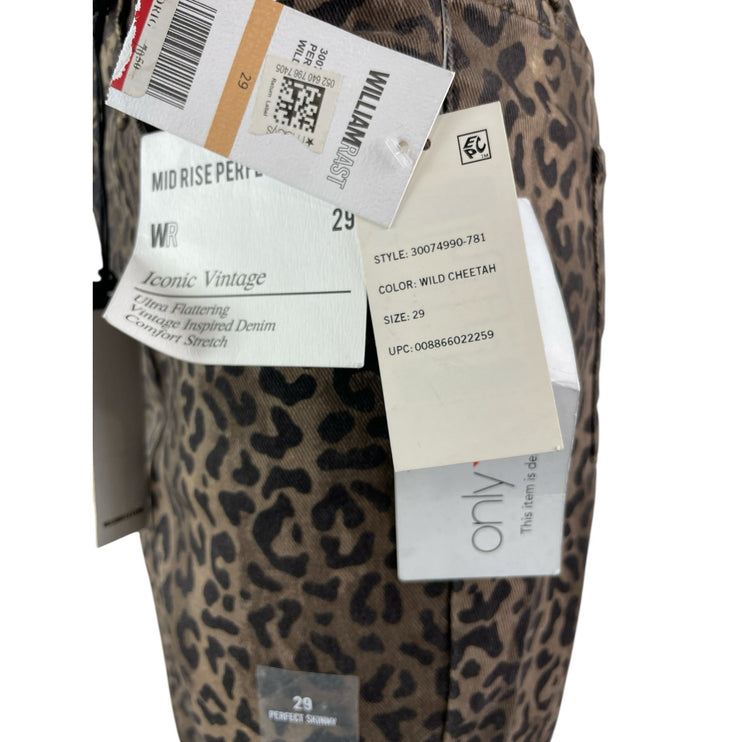 NEW William Rast Wild Cheetah Leopard Beige High Rise Skinny Denim Jeans Size 29
