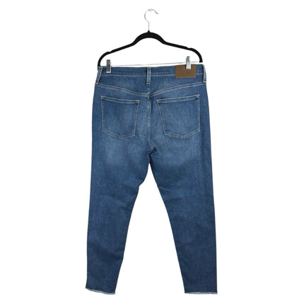 J.Crew Women's Blue High Waist Button Fly Strep Fray Skinny Denim Jeans Pants 32
