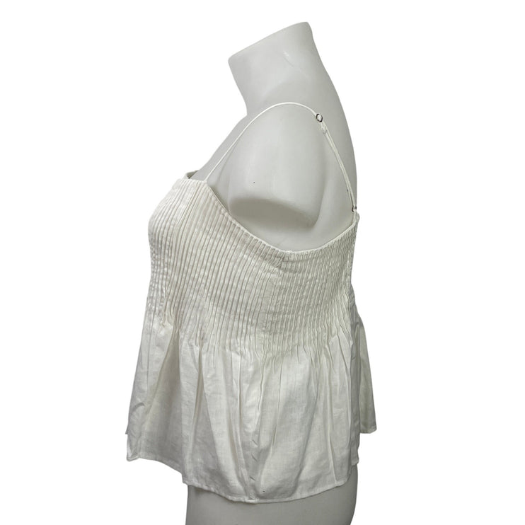 Abercrombie & Fitch Women's White Sleeveless Smocked Cami Camisole Tank Top XL
