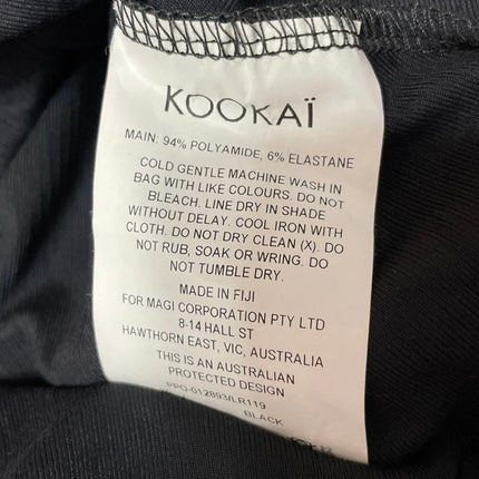Kookai Women's Black Ribbed Knit Halter Twist Front V Neck Blouse Top Size 8
