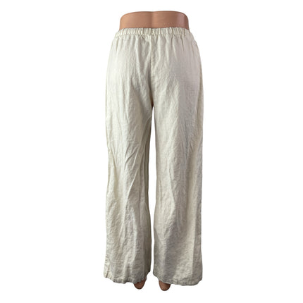 Pacific Republic Women's White High Waisted Tie Wide Leg Trousers Pants Size M
