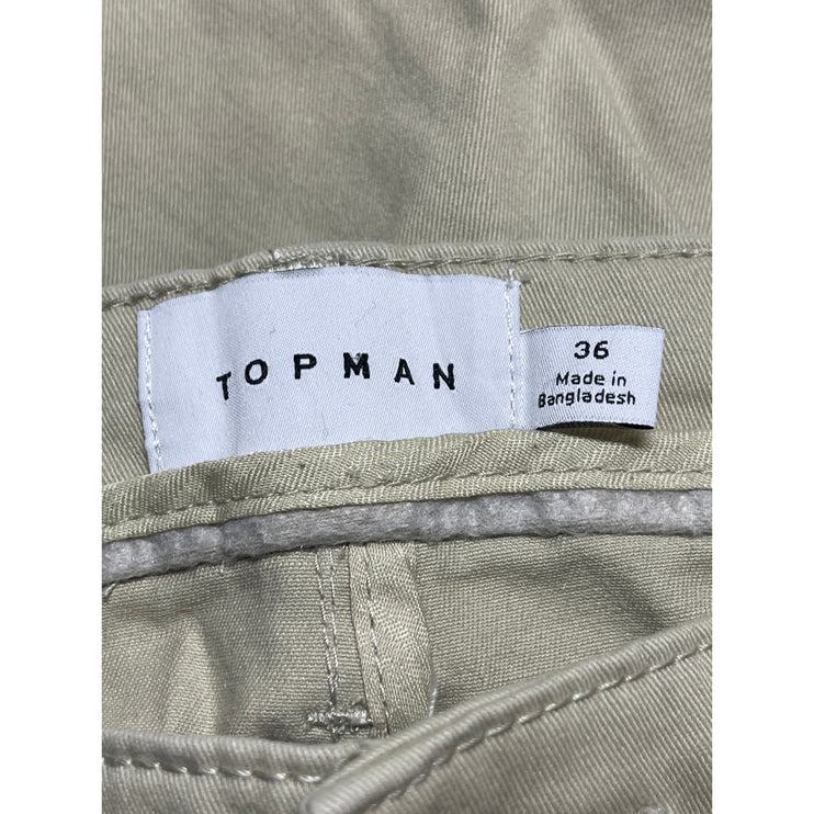 Topman Men's Cream Beige High Rise Slim Fit Straight Leg Chino Khaki Shorts 36