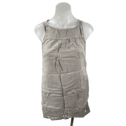 Artisan NY Gray 100% Linen Lace Hem Sleeveless Tank Mini Shift Dress Size XS