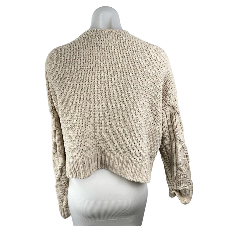 Moon & Madison Women's Cream Cable Knit Long Sleeve Cardigan Sweater Top Size S