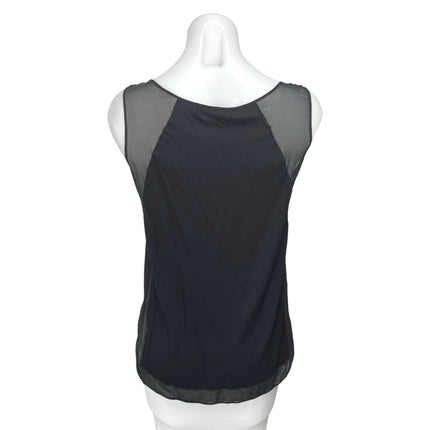 D. Exterior Women's Black Cream Floral Mesh V Neck Sleeveless Tank Top Size Sttt6tygyyfffff