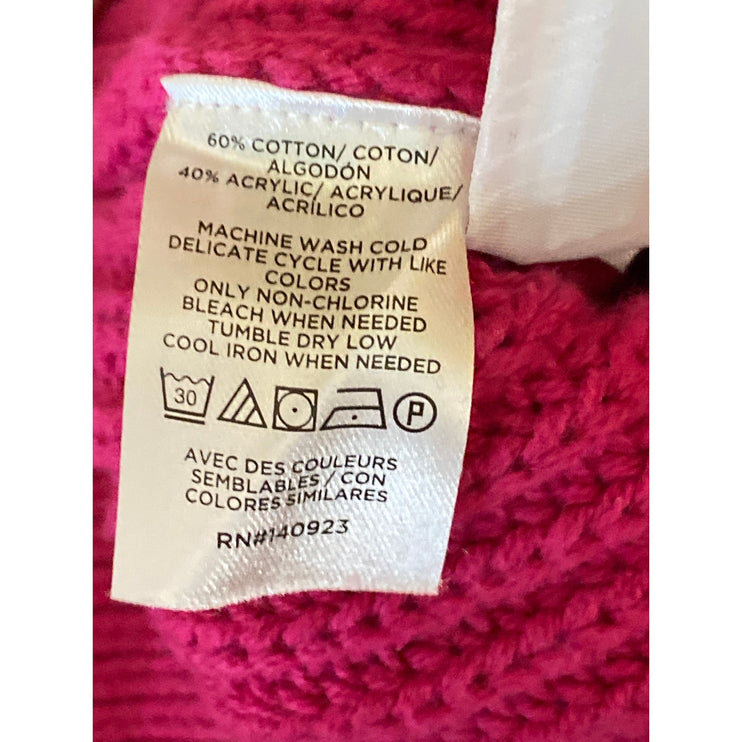 LOFT Women's Pink Chucky Knit Button V-neck Long Sleeve Crop Cardigan Sweater XS