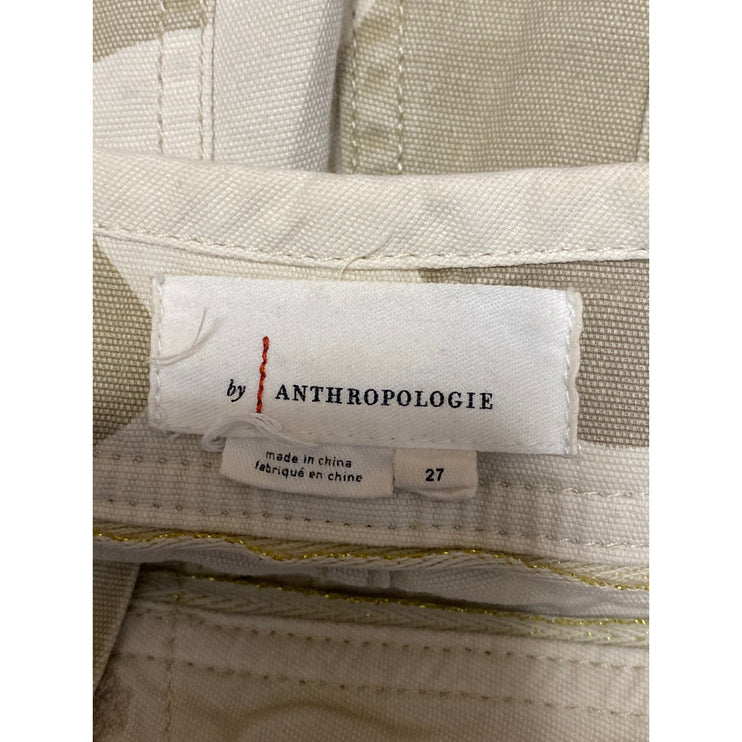 Anthropologie The Wanderer Beige Khaki Army Military Straight Trousers Pants 27