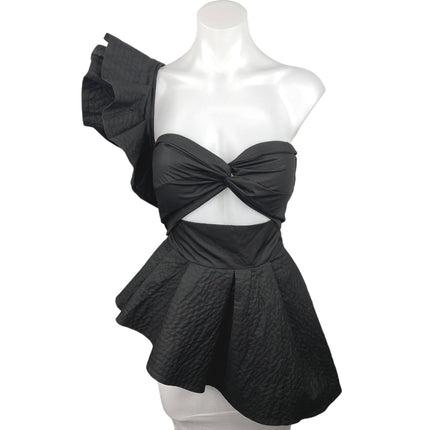 Fashion Nova Call Me Black Peplum One Shoulder Sleeveless Cutout Blous Brie Fashion Nova Call Me Black Peplum One Shoulder Sleeveless Cutout Blous Brie