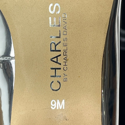 Charles By Charles David Sliver Metallic Pointed Toe Block Heels Pump Shoes 9M