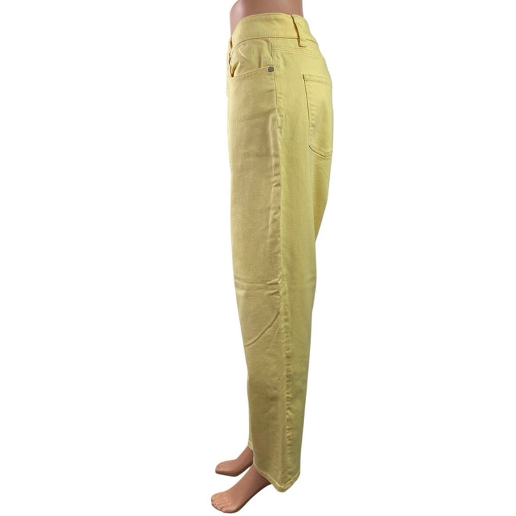 Talbots Women's Yellow High Waisted Straight Leg Boyfriend Denim Jeans Pants 14