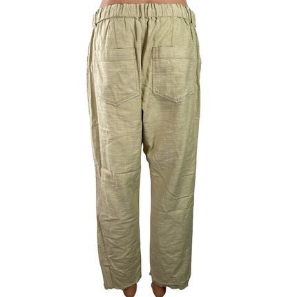 Free People Womens Beige High Rise Elastic Waist Pockets Utility Trouser Pants M