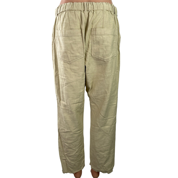 Free People Womens Beige High Rise Elastic Waist Pockets Utility Trouser Pants M