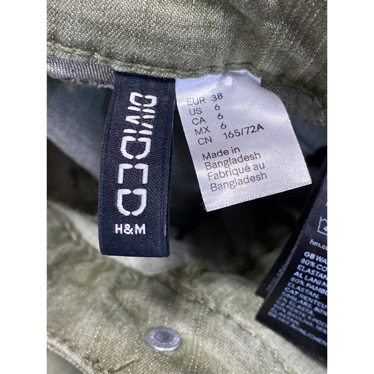 H&M Women's Green Mid Rise Pintuck Pocket Flared Bootcut Denim Jeans Size 6