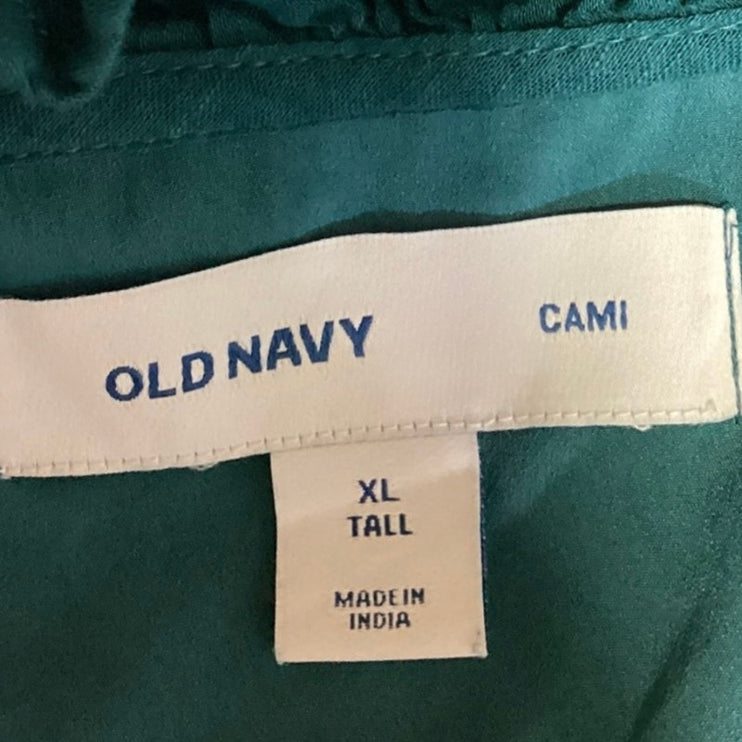 Old Navy Cami Ruffle Blue Scoop Neck Short Sleeve A Line Flare Maxi Dress Sz XL