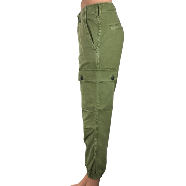 Zara Women's Green High Rise Cuff Hem Tapered Relaxed Ankle Cargo Pants Size 2