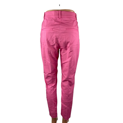 H&M Women's Pink High Rise Elastic Waist Slim Straight Trousers Pants Size 4