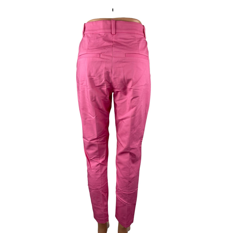 H&M Women's Pink High Rise Elastic Waist Slim Straight Trousers Pants Size 4