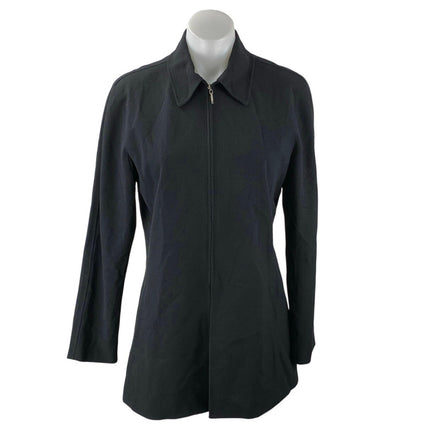 Anne Klein A Line Women's Black Full Zip Collar Long Sleeve Coat Jacket Size 4