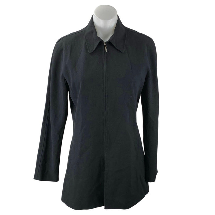 Anne Klein A Line Women's Black Full Zip Collar Long Sleeve Coat Jacket Size 4