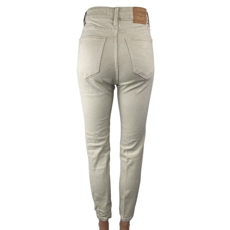 Stradivarius Women's Beige High Rise Slim Fit Skinny Denim Mom Jeans Pants Sz 2