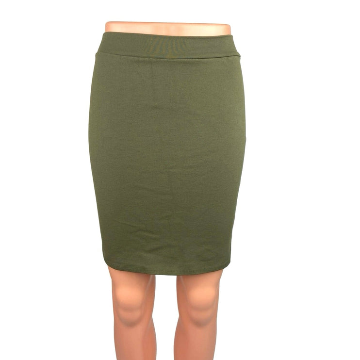 Charlotte Russe Green Pull On High Waisted Stretch Slit Mini Pencil Skirt Size M