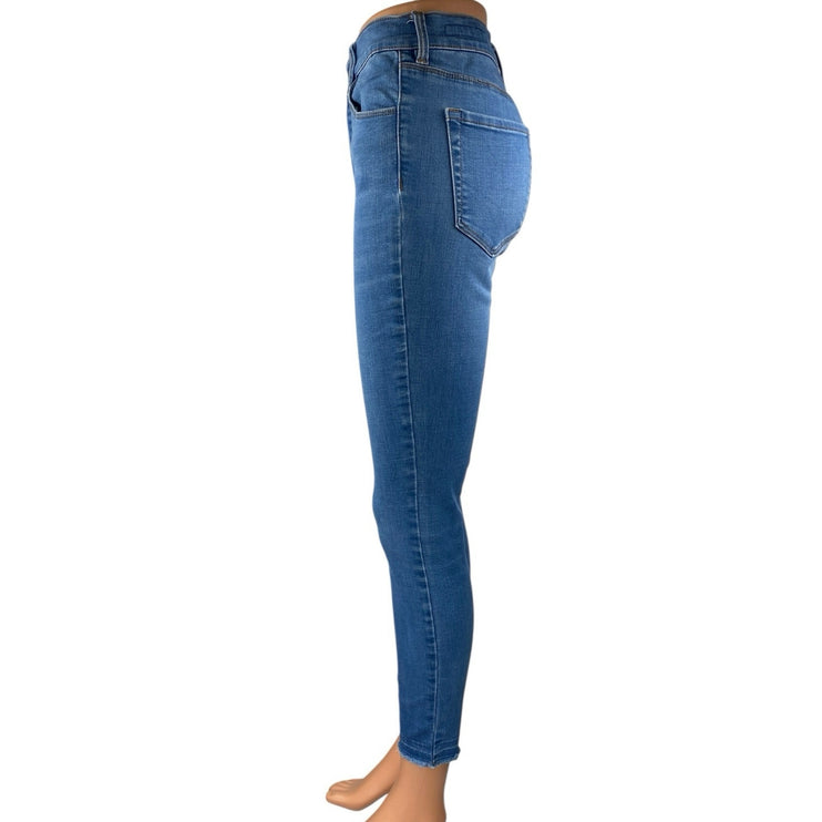 Pacsun Blue Skinny Leg Super High rise Raw Hem Ankle Denim Jeans Pants Size 25