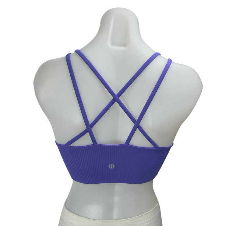 Lululemon Purple Sleeveless Strappy Rib Knit Yoga Athletic Sports Bra Crop Top 2