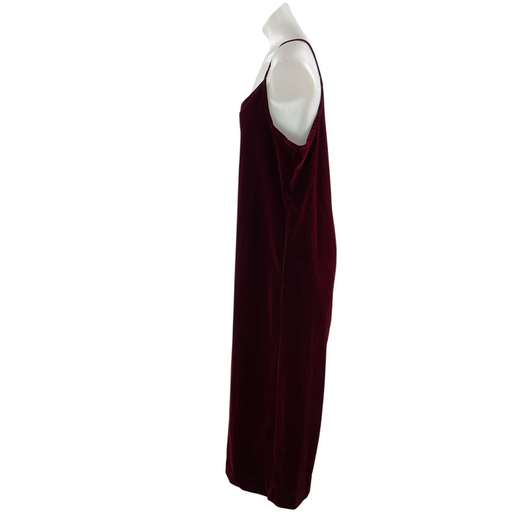 Wildfang Maroon Red Velvet Velour Sleeveless Camisole Wide Leg Romper Jumpsuit M