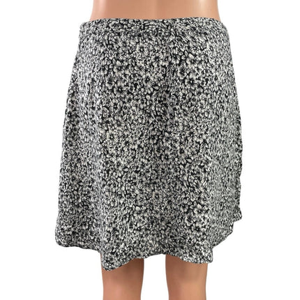 Kimchi Blue Black White Floral Mid Waist Zip Flare A Line Mini Skirt Size M