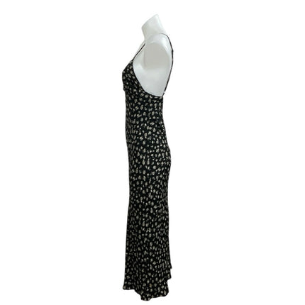 Urban Outfitters Ramona Black Floral Sleeveless Midi Cami Tank A-Line Dress XS