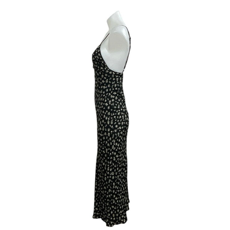 Urban Outfitters Ramona Black Floral Sleeveless Midi Cami Tank A-Line Dress XS