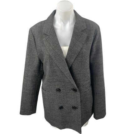 Urban Outfitters Gray Plaid Double Breasted Long Sleeve Blazer Coat Jacket Sz M