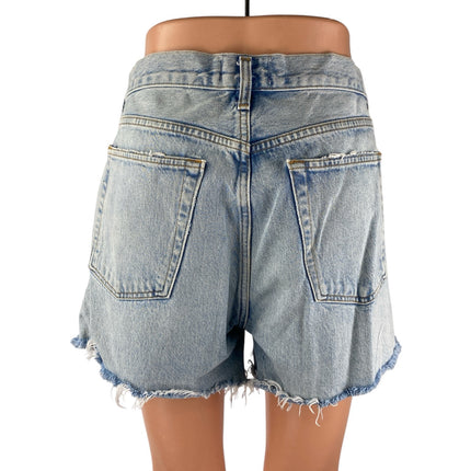Agolde Stella Blue Light Wash High Rise Distressed Cut Off Denim Shorts Size 30