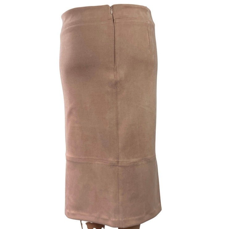 Anthropologie Beige Faux Suede High Waist Slit Straight Pencil Midi Skirt Size S