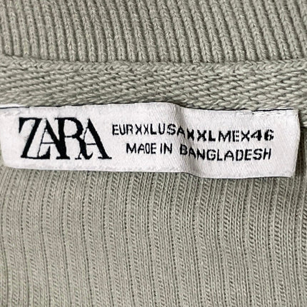 Zara Men's Gray Ribbed Knit Short Sleeve Collared Casual Polo Shirt Top Size XXL