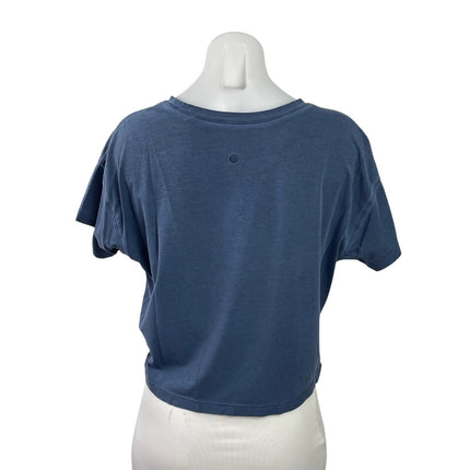 Lululemon Women's Blue Short Sleeve Yoga Workout Athletic T Shirt Crop Top M