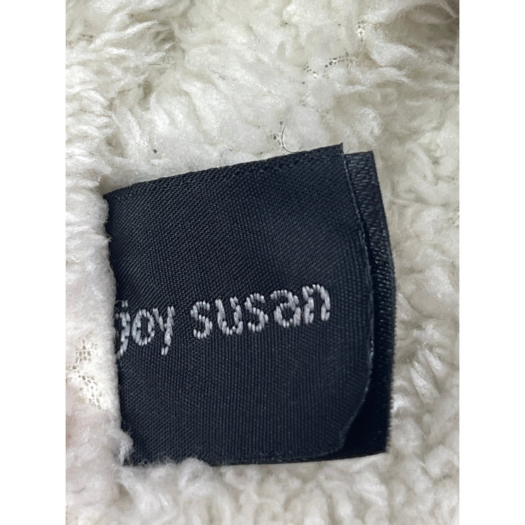 Joy Susan Women's Gray Knit Fleece Lined Ribbed Cuffed Pom Pom Beanie Hat OS