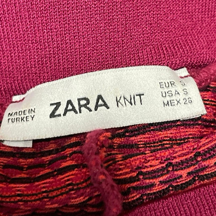 Zara Women's Red Polka Dots Retro Knit High Rise Wide Leg Trousers Pants Size S