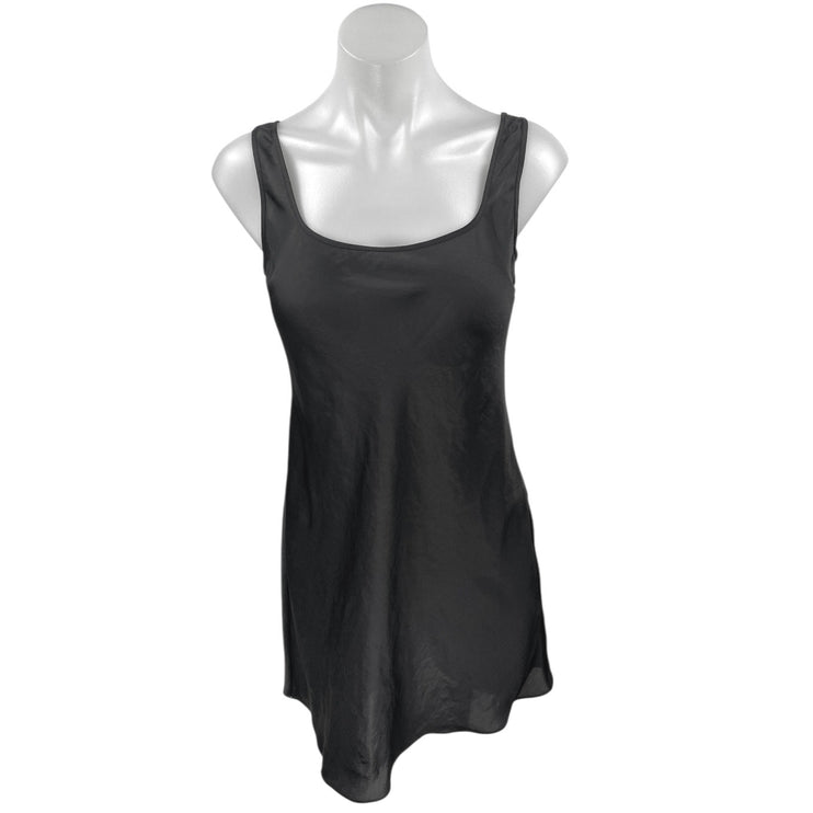 Aritzia Wilfred Black Silk Satin Sleeveless Cami Mini Fit & Flare Tank Dress S