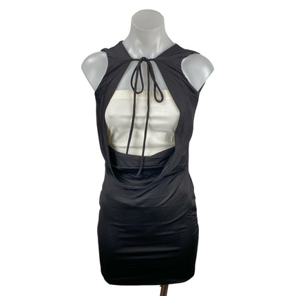 Women's Black Cutout Tie Knot Sleeveless Cowl Layered Mini Bodycon Dress Size S