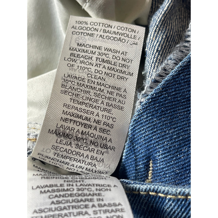 NEW Edikted Blue High Rise Medium Wash Baggy Wide Leg Denim Jeans Pants Size M