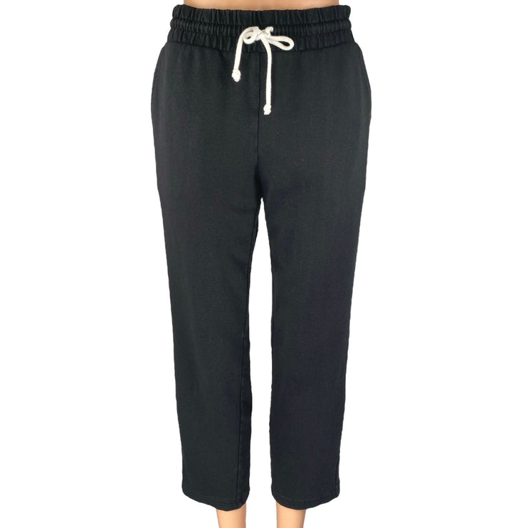 Ann Taylor LOFT Black Elastic Waist Drawstring Straight Leg Trousers Pants Sz XS