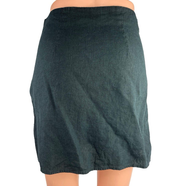 A New Day Black Linen Straight Pencil Zipper Lightweight Casual Mini Skirt Sz XS