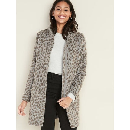 Old Navy Women's Beige Gray Leopard Soft-Brushed Cardigan Coat Jacket Size XS