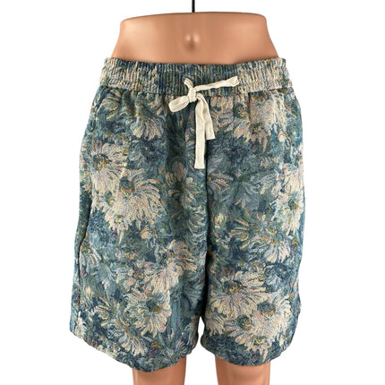 Manfinity Men's Blue Floral High Rise Elastic Waist Drawstring Bermuda Shorts L